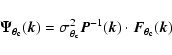 \begin{displaymath}\vec{\Psi_{\theta_{\rm c}}}(\vec{k}) = \sigma_{\theta_{\rm c}}^2 \vec{P}^{-1}(\vec{k})\cdot \vec{F_{\theta_{\rm c}}}(\vec{k})
\end{displaymath}