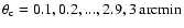 $\theta_{\rm c} = 0.1, 0.2,...,2.9, 3 ~ {\rm arcmin}$