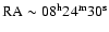 $\rm RA\sim 08^{{\rm h}} 24^{{\rm m}} 30^{{\rm s}}$