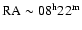 $\rm RA \sim 08^{{\rm h}} 22^{{\rm m}}$