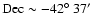 $\rm Dec\sim -42{\hbox{$^\circ$ }} 37^{\prime}$