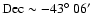 $\rm Dec\sim -43{\hbox{$^\circ$ }} 06^{\prime}$
