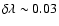 $\delta\lambda\sim0.03$