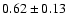 $0.62\pm 0.13$