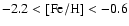 $-2.2 < \rm [Fe/H]<-0.6$