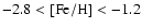 $-2.8 < \rm [Fe/H] < -1.2$