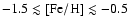 $-1.5 \lesssim \rm [Fe/H]\lesssim -0.5$