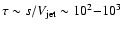 $\tau\sim s/V_{\rm jet}\sim 10^2{-}10^3$