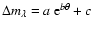 $\Delta m_\lambda = a\ {\rm e}^{b \theta } + c$