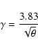 \begin{displaymath}\gamma = \frac{3.83}{\sqrt{\theta}}
\end{displaymath}