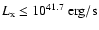 $L\rm _x \le 10^{41.7}~erg/s$