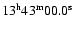 $13{\rm ^h} 43{\rm ^m} 00.0{\rm ^s}$