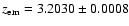 $z_{{\rm em}}=3.2030\pm0.0008$