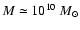$M\simeq 10^{10}~M_\odot$