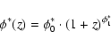 \begin{displaymath}%
\phi^*(z)=\phi^*_0 \cdot (1+z)^{\phi^*_1}
\end{displaymath}