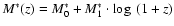 $M^*(z) = M^*_0+M^*_1 \cdot \log~(1+z)$