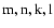 ${\rm m,n,k,l}$