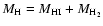 $M_{\rm H}=M_{\rm HI}+M_{\rm H_2}$