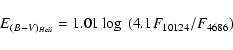 \begin{displaymath}E_{(B-V)_{He {\sc ii}}}=1.01 \log~ (4.1 F_{10124}/F_{4686})
\end{displaymath}
