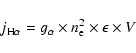 \begin{displaymath}%
j_{{\rm H}\alpha} = g_\alpha \times n^2 _{\rm e} \times \epsilon \times V
\end{displaymath}
