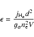\begin{displaymath}%
\epsilon = \frac{j_{{\rm H}_\alpha} d^2}{ g_\alpha n_{\rm e}^2 V }
\end{displaymath}