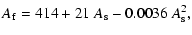 $\displaystyle %
A_{\rm f} = 414 + 21~A_{\rm s} - 0.0036~A_{\rm s}^2,$