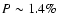 $P \sim 1.4\%$