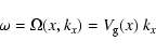 \begin{displaymath}\omega=\Omega(x,k_{x})=V_{\rm g}(x)~ k_{x}
\end{displaymath}