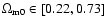 $\Omega_{\rm m0}\in\left[0.22,0.73\right]$