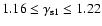 $1.16 \leq \gamma_{\rm s1} \leq 1.22$