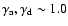 $\gamma_{\rm a},\gamma_{\rm d}\sim 1.0$