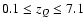 $0.1 \le z_Q \le 7.1$