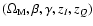 $(\Omega_{\rm M}, \beta, \gamma, z_I, z_Q)$