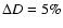 $\Delta D = 5\%$