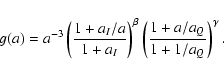 \begin{displaymath}g(a) = a^{-3} \left ( \frac{1 + a_I/a}{1 + a_I} \right )^{\beta}
\left ( \frac{1 + a/a_Q}{1 + 1/a_Q} \right )^{\gamma} .
\end{displaymath}
