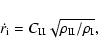 \begin{displaymath}\dot{r_{\rm i}}=C_{\rm II}
\sqrt{\rho_{\rm II}/\rho_{\rm I}} ,
\end{displaymath}