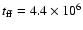 $t_{\rm ff}=4.4\times 10^6$