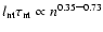 $l_{\rm nt}\tau_{\rm nt}\propto n^{0.35\mbox{--}0.73}$