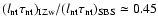 $(l_{\rm nt}\tau_{\rm nt})_{\rm IZw}
/(l_{\rm nt}\tau_{\rm nt})_{\rm SBS}\simeq 0.45$