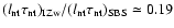 $(l_{\rm nt}\tau_{\rm nt})_{\rm IZw}
/(l_{\rm nt}\tau_{\rm nt})_{\rm SBS}\simeq 0.19$
