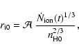 \begin{displaymath}r_{\rm i0}={\cal A}~
\frac{\dot{N}_{\rm ion}(t)^{1/3}}{n_{\rm H0}^{2/3}} ,
\end{displaymath}