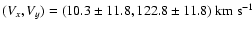 $(V_x, V_y)=(10.3\pm11.8, 122.8\pm11.8)~{\rm km \ s^{-1}}$