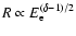 $R \propto E_{\rm e}^{(\delta-1)/2}$
