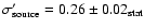 $\sigma^{\prime}_{{\rm source}}
= 0.26 \pm 0.02_{{\rm stat}}$