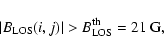 \begin{displaymath}\vert B_{\rm LOS}(i,j)\vert > B_{\rm LOS}^{\rm th} = 21 \ \rm G ,
\end{displaymath}