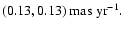 $(0.13,0.13) ~ {\rm mas\
yr^{-1}}.$