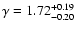 $\gamma=1.72^{+0.19}_{-0.20}$
