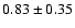 $ 0.83\pm0.35$