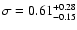 $\sigma=0.61^{+0.28}_{-0.15}$