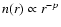 $n(r) \propto r^{-p}$